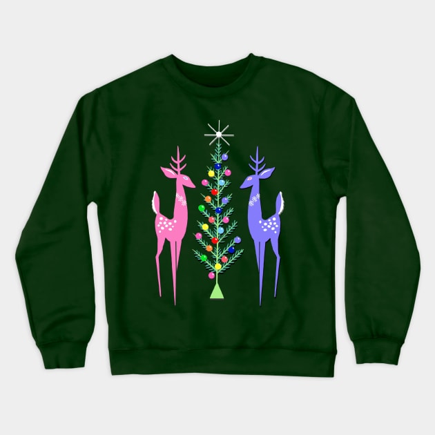 Vintage Reindeer Christmas Tree Crewneck Sweatshirt by FlippinTurtles